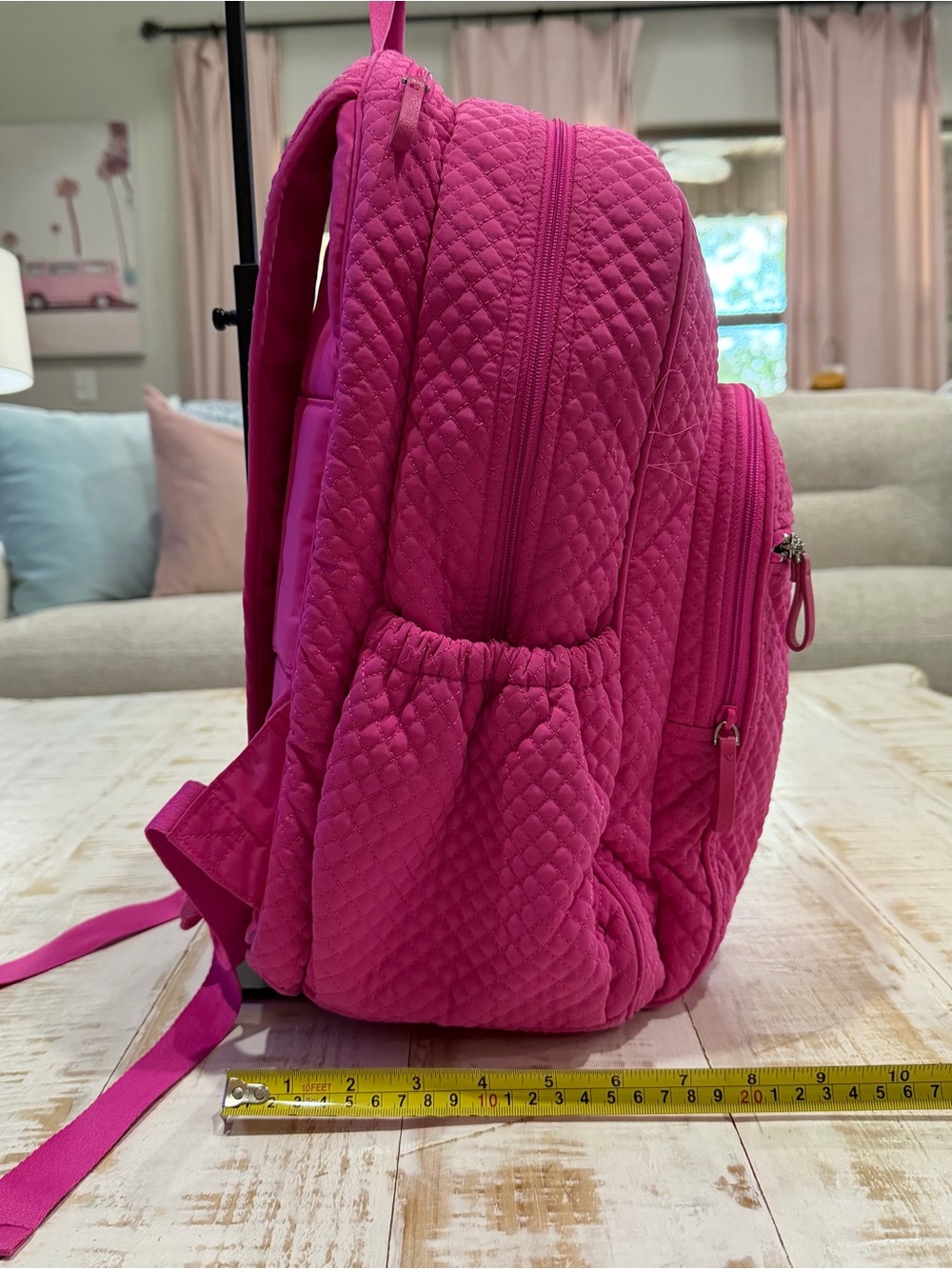 Vera Bradley Microfiber Iconic Campus Backpack in Fuchsia Pink Laptop Bag - Picture 4 of 11